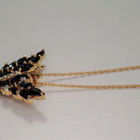 Genuine Midnight Sapphire and Diamond Butterfly Pendant - Picture 6 of 7